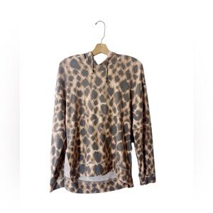 Free People Chaser Leopard Animal Print Hoodie Sweatshirt Cozy Long Sleeve